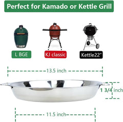 13.5" Drip Pan for Big Green Egg Large Kamado Joe Classic Stainless Steel