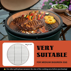 Stainless Steel Grill Grate 15.5" for Medium Big Green Egg with Grate Lifter Tool Set, Heavy Duty Round Wire Cooking Grate Replacement, Grill Gripper for Kitchen, Outdoor, and Various Grilles