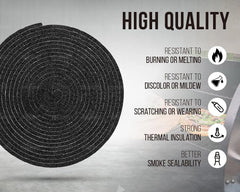 2-Pack x 10 Feet Grill Seal Gasket, Smoker Felt Gasket Accessories - High-Temp Seal Material, Keep Heat Locked. Works for Oklahoma Joe, Weber, Pitboss, and Pellet Grills. 20 Ft, 1/2" x 1/4", Black