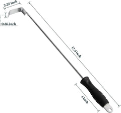 BBQ Ash Tool for Big Green Egg Stainless Steel Ash Poker for Kamado Joe Charcoal Smoker Wood Burning Stove Ash Rake,Ash Tool for Other Charcoal Grills Corner Cleaner Accessories 17.5"