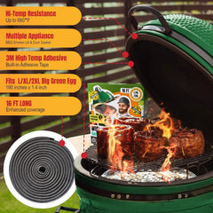 Gasket for Big Green Egg Large/XL/XXL - 16 FT Wire Mesh Gasket - Fiberglass BGE Gasket - Compatible with Big Green Egg - Accessories & Parts for Grill by Smoker Chef